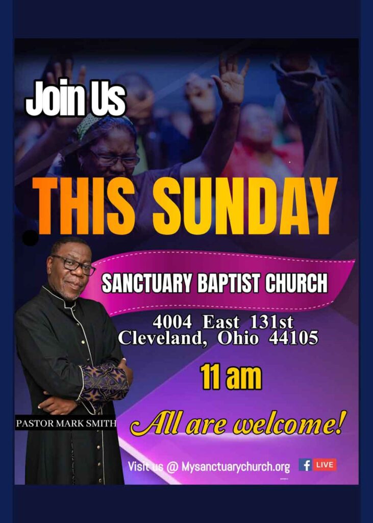 Sanctuary Baptist Church service time flyer